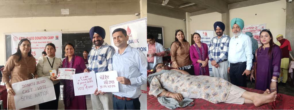 Blood Donation Camp Organized at Government Polytechnic College Khoonimajra with Support from Red Cross Society